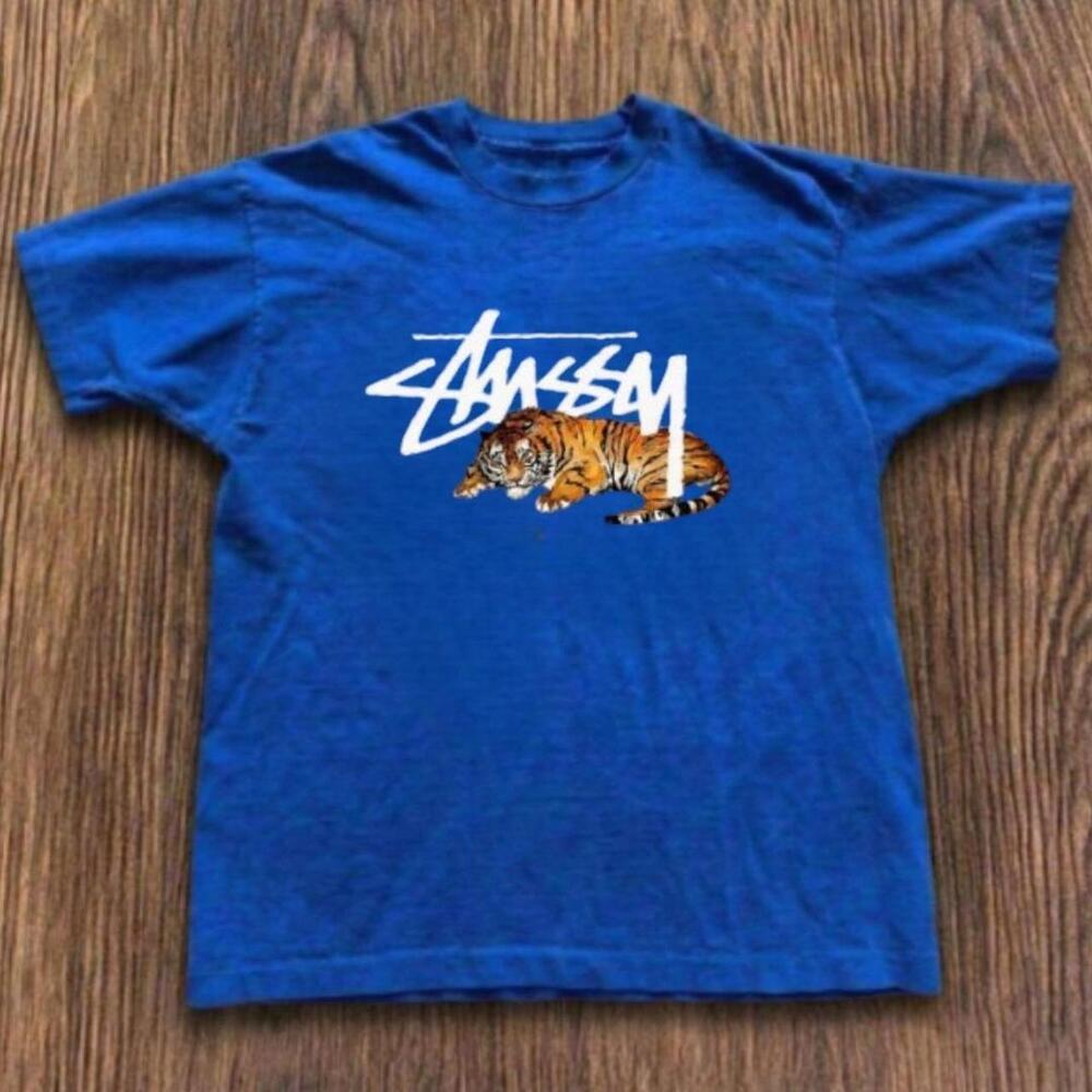 Gildan Men Blue T-Shirt, StSsy Blue Tiger Tee